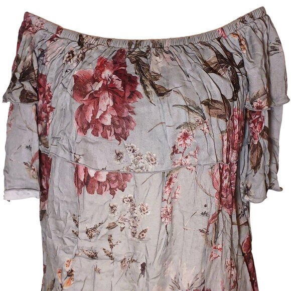 NEW Chaser‎ Heirloom Floral Gauze Off-The-Shoulder Elbow Sleeve Blouse, Size L - Picture 7 of 15